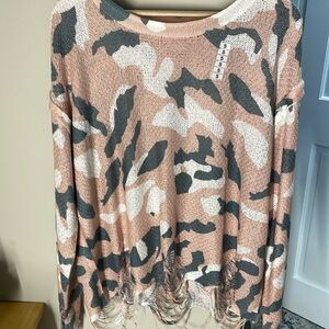 Time after Time camouflage distressed sweater